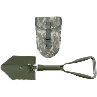US Pioniersschep / veldschep 3-delig groot met Molle tas, ACU AT-digital