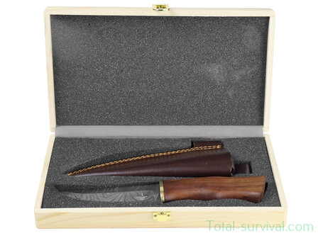 Couteau Njord Oskar Damast Bushcraft lame fixe manche palissandre