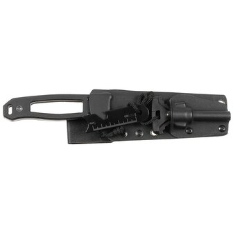Fox outdoor Scorpion Survival mes met G-10 handvat en vuursteen, Kydex schede, zwart/grijs