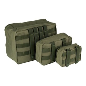 101 Inc Packing Cubes organizers transparant, set van 3 stuks, legergroen