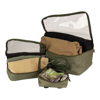 101 Inc Packing Cubes organizers transparant, set van 3 stuks, legergroen
