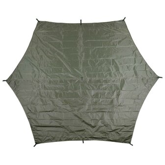 MFH Hexagon Tarp / Afdekzeil, 210T polyester, legergroen, 340 x 310 CM