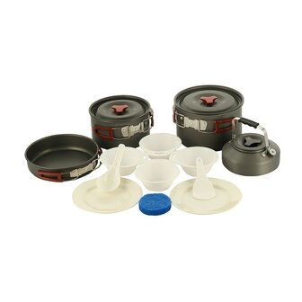 M-Tac batterie de cuisine compacte pour 4 &agrave; 5 personnes, en aluminium