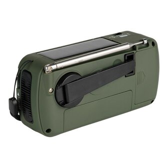 Fosco survival radio / wereldradio AM/FM/SW met LED lamp en accu, opwindbaar, legergroen