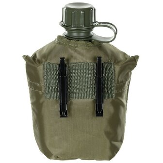 MFH US Veldfles 1L met hoes en alice clips, legergroen, BPA vrij