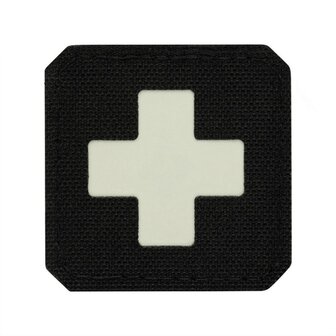 M-Tac Patch Medic Cross Laser Cut, 45 x 45 mm, GID Fluorescerend reflecterend, zwart / wit