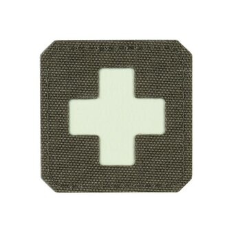 M-Tac Patch Medic Cross Laser Cut, 45 x 45 mm, GID Fluorescerend reflecterend, groen / wit