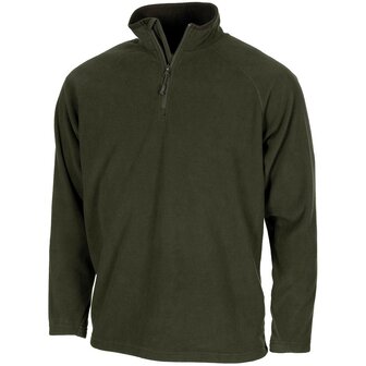 MFH schipperstrui met col en rits, microfleece 200g/m2, legergroen
