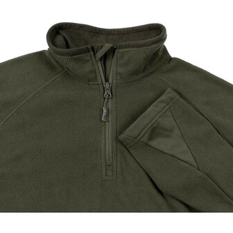 MFH schipperstrui met col en rits, microfleece 200g/m2, legergroen