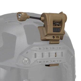 MD tactical MPLS Charge tactische LED hoofdlamp / helmlamp 3-kleuren + IR, coyote tan