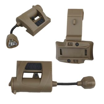 MD tactical MPLS Charge tactische LED hoofdlamp / helmlamp 3-kleuren + IR, coyote tan