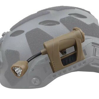 MD tactical MPLS Charge tactische LED hoofdlamp / helmlamp 3-kleuren + IR, coyote tan