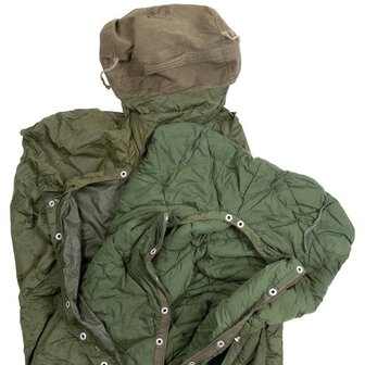 Hongaarse mummy slaapzak 2-delig met Bivvy hoes, legergroen