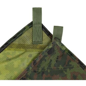 MFH Tarp / Afdekzeil, 210D Oxford polyester rip-stop, M05 camo, bevestigingslussen, 300 x 300CM
