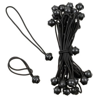MFH Bungee-koord met bal, set 25 stuks, Zwart