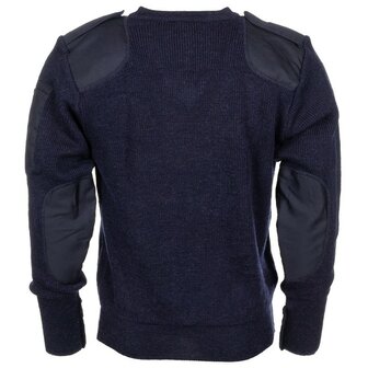 Britse militaire politie commando trui met v-hals, 100% Wol, blauw