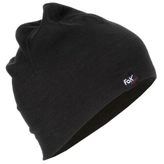 Fox outdoor beanie cap, &quot;Merino lite&quot;, black