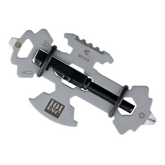 101 Inc multifunctioneel pocket survival tool met magnesium fire steel, RVS