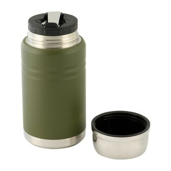 M-Tac thermosfles met lepel en beker 750 ml, RVS, legergroen