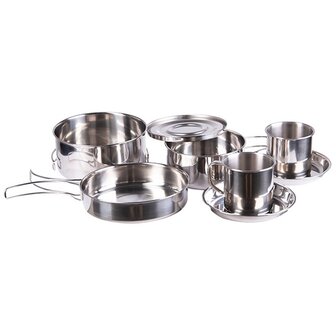 Mil-Tec mess kit / kookset, roestvrij staal, 8-delig