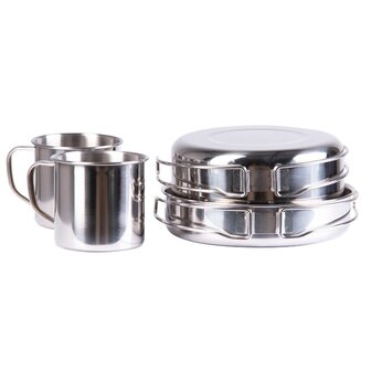 Mil-Tec mess kit / kookset, roestvrij staal, 8-delig