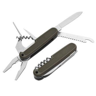Multitool-Taschenmesser gr&uuml;n mit Etui, mit Zange