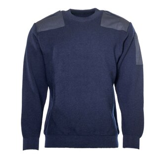 Pull commando de la marine n&eacute;erlandaise en laine avec col rond, bleu