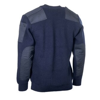 Pull commando de la marine n&eacute;erlandaise en laine avec col rond, bleu