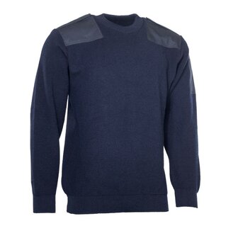 Pull commando de la marine n&eacute;erlandaise en laine avec col rond, bleu