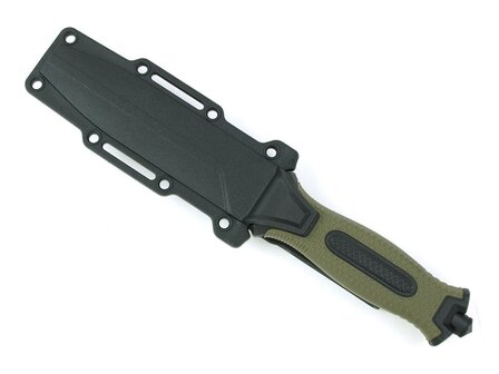 X-Treme Tactical Rescue couteau de terrain avec lame de scie et &eacute;tui en plastique, noir/vert