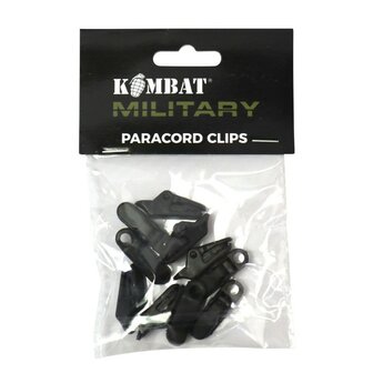 Kombat tactical paracord bevestigingsclips voor zeil/doek/tarp, set 10 stuks, zwart
