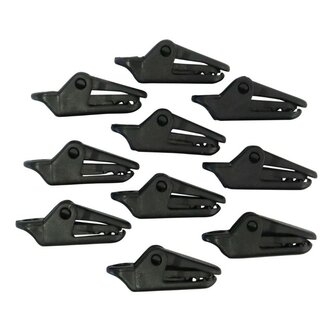 Kombat tactical paracord bevestigingsclips voor zeil/doek/tarp, set 10 stuks, zwart