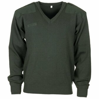 Dutch military police commando sweater wool/acrylic with v-neck, OD green