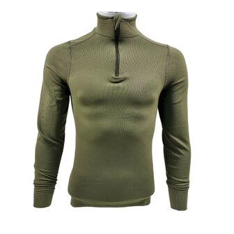 Thermolite thermische longsleeve onderhemd met col en rits, Base layer, olijfgroen