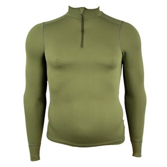 Thermolite thermische longsleeve onderhemd met col en rits, Base layer, olijfgroen