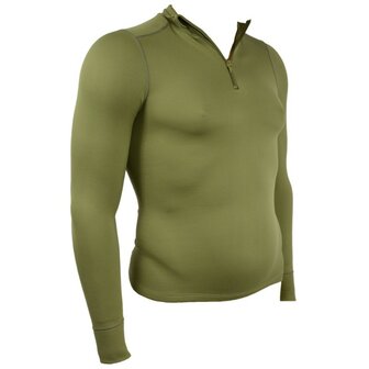 Thermolite thermische longsleeve onderhemd met col en rits, Base layer, olijfgroen