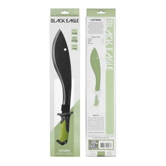 Black Eagle couteau de brousse / machette Chitwan Forest Green avec &eacute;tui en nylon