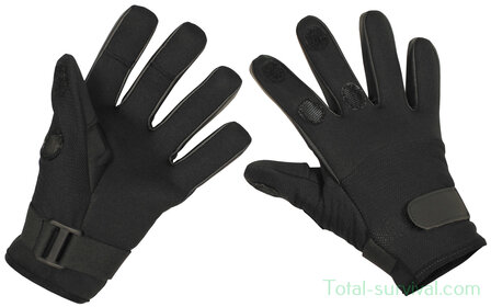 MFH Tactical Neoprene Gloves, Mesh, black