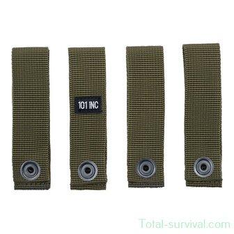 101 Inc MOLLE strap hook + loop 4 pcs, legergroen