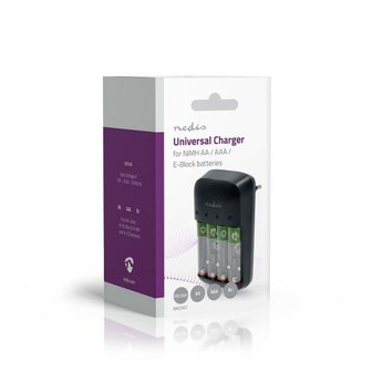 Nedis NiMH Batterijlader AA / AAA / E-Blok (9V), zwart