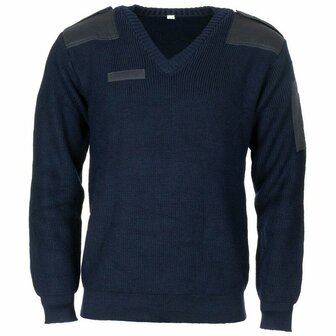 Dutch military police commando sweater wool/acrylic with v-neck, blue