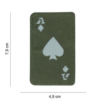 101 Inc Lasergeschnittener Emblemstoff, ACE, oliv gr&uuml;n, 79 x 49 mm