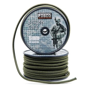 Fosco bungee cord 6mm legergroen, 30 meter op rol