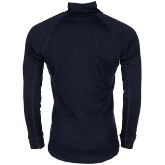 Thermowave thermische longsleeve onderhemd met col en rits, Silverplus Antimicrobieel, Marine blauw