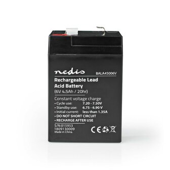Nedis oplaadbare loodaccu 6V 4500 mAh