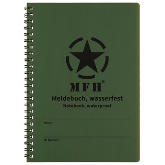 MFH waterproof notitieboek A5, legergroen