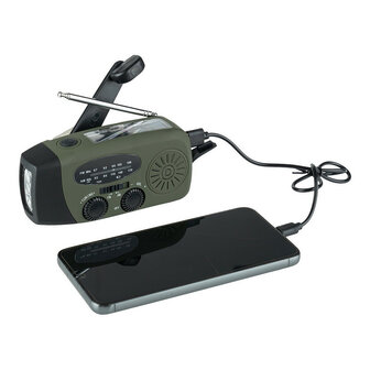 Fosco Solar-Notfallradio AM/FM mit LED-Lampe und Batterie, oliv gr&uuml;n