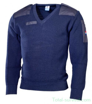 KL marechaussee commando trui Wol/Acryl met v-hals, blauw