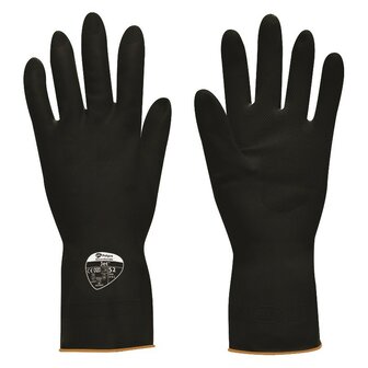 Polyco Jet Black Chemical Protective Gloves, rubber, zwart