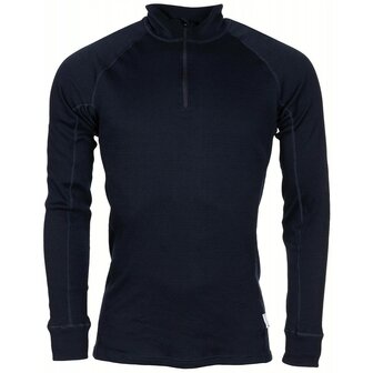 Thermowave thermal long sleeve undershirt with turtleneck and zipper, Silverplus Antimicrobial, Navy blue